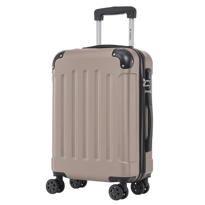 YONSLY® Rollkoffer in Champagnerfarben, Hartschale, 4 Rollen, Teleskopgriff, Zahlenschloss