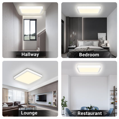 Quadratische LED-Deckenleuchte, flach, für unterschiedliche Einsatzbereiche im Innenraum