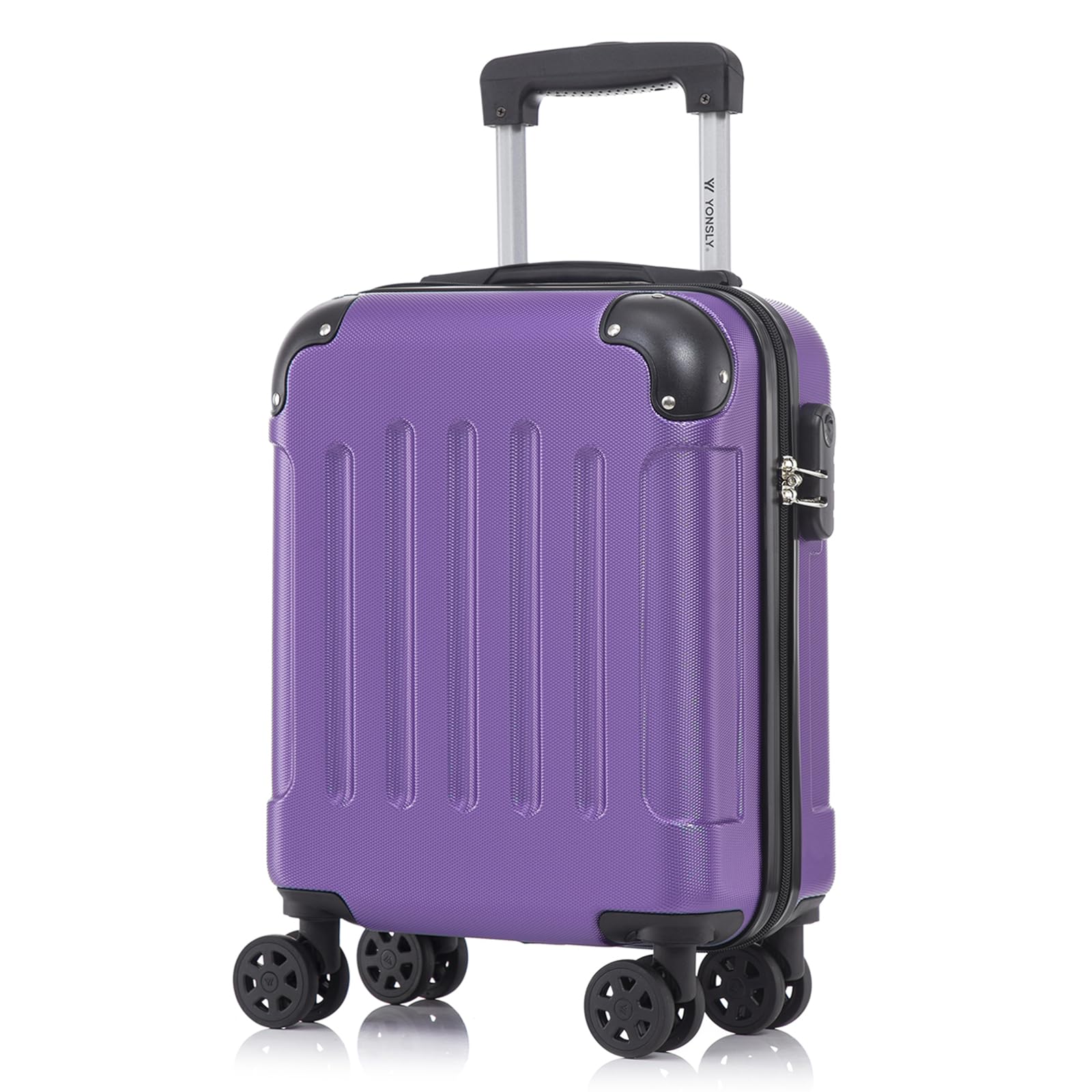 YONSLY® Rollkoffer lila mit Trolleygriff, 4 Rollen und Sicherheitsschloss, Hartschale
