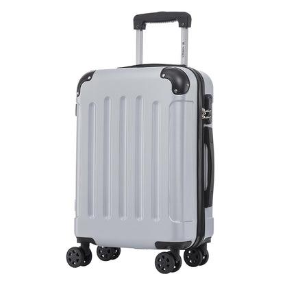 YONSLY® Rollkoffer in Hellgrau, Hartschale, 4 Rollen, Teleskopgriff, Zahlenschloss