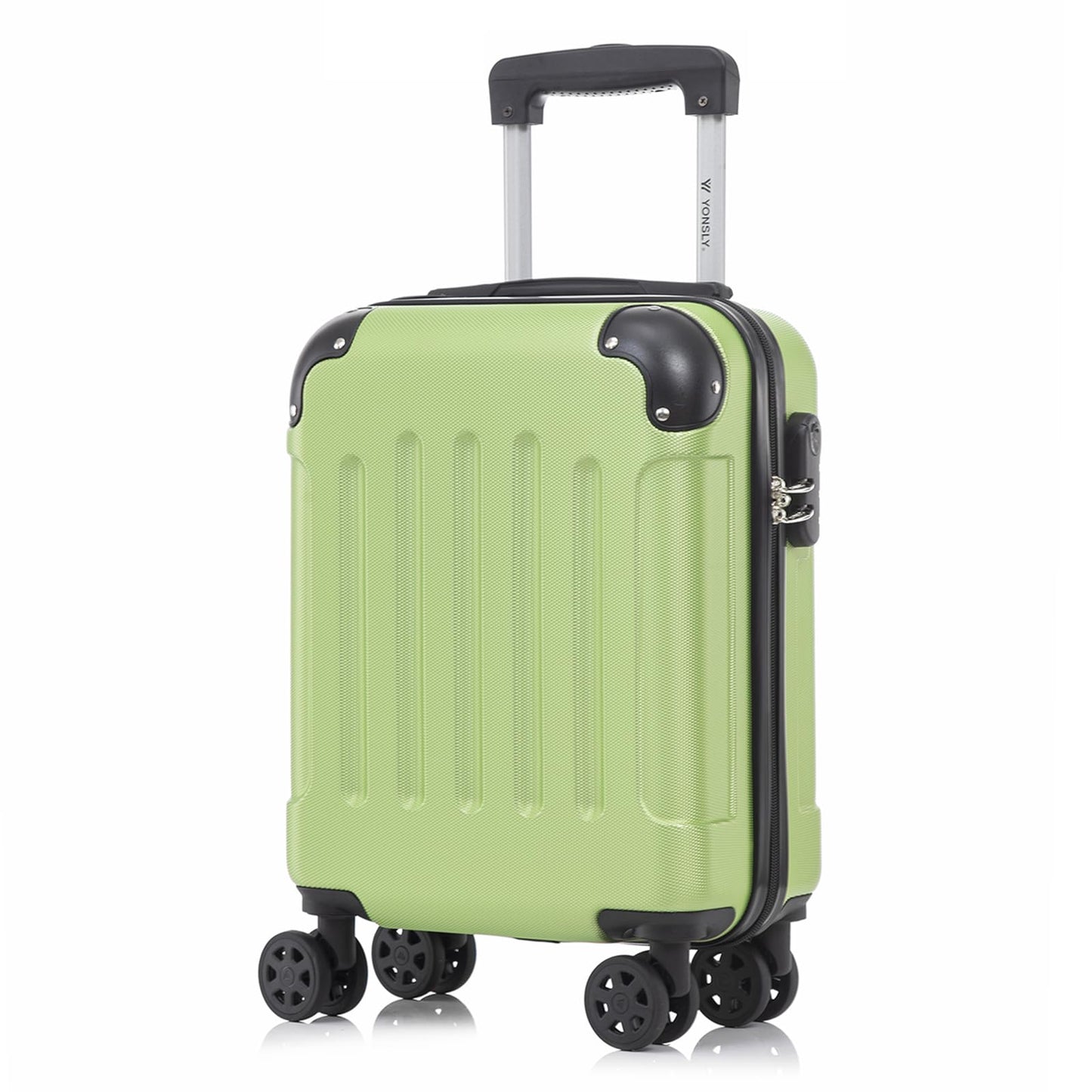 YONSLY® Rollkoffer mit 4 Rollen, grüne ABS-Hartschale und ausziehbarem Trolleygriff