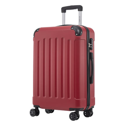 YONSLY® Rollkoffer in Rot, Hartschale mit Vertiefungen, 4 Rollen, Teleskopgriff
