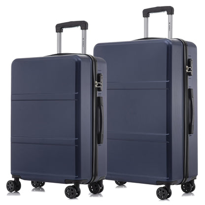 Rollkoffer-Set mit Hartschale, 4 Rollen und ausziehbarem Griff, zwei Koffer in Dunkelblau