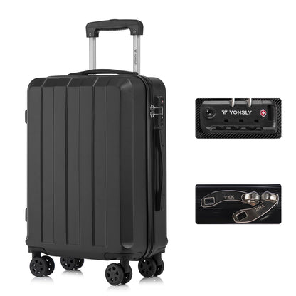 Hartschalen-Reisekoffer in Schwarz, Seitenansicht, mit Trolleygriff, TSA-Schloss, 4 Rollen
