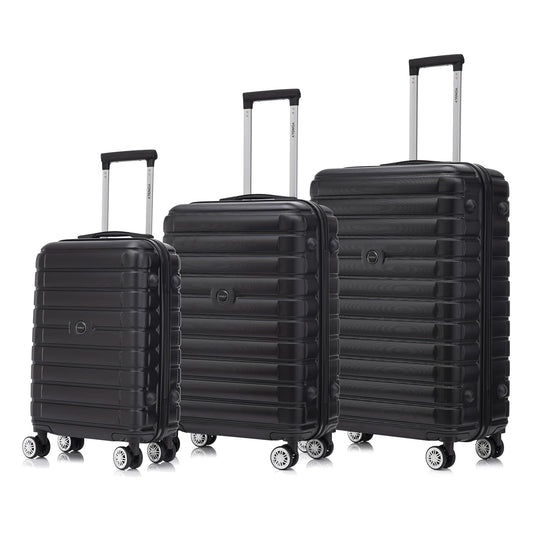 YONSLY® Hartschalenkofferset mit 3 Koffern, Teleskopgriff und 4 Rollen, schwarz