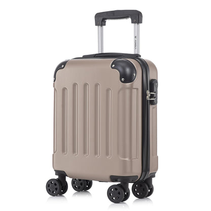 Champagnerfarbener Hartschalen-Trolley mit Zahlenschloss, 4 Rollen und ausziehbarem Griff