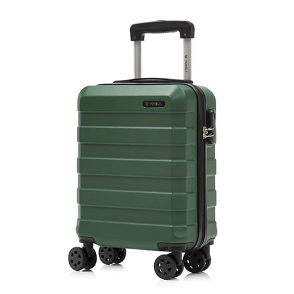 Trolley-Reisekoffer mit Hartschale, dunkelgrün, 4 Rollen und ausziehbarer Griff