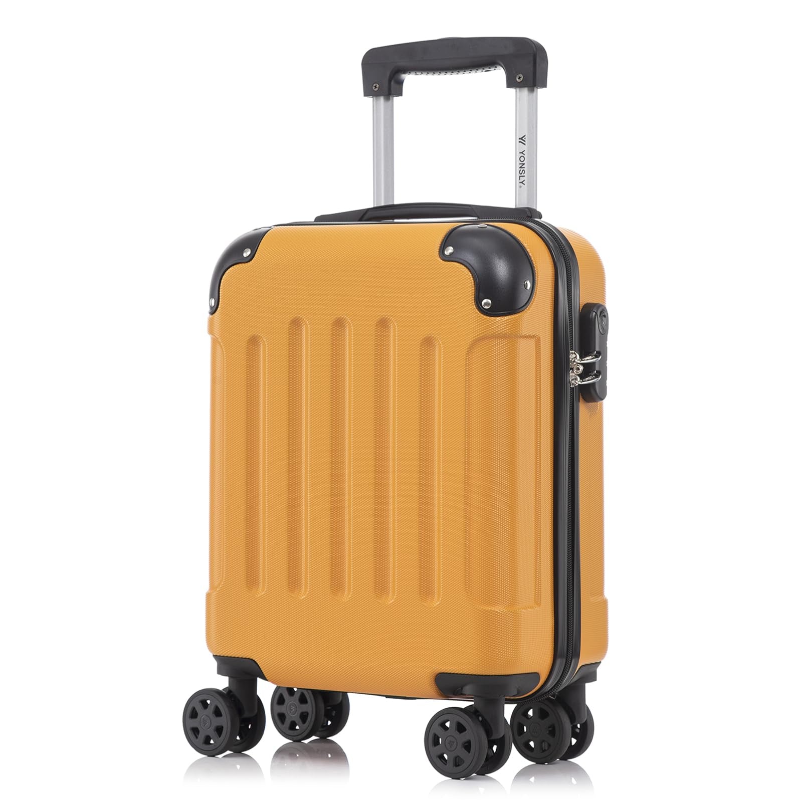Orangener Handgepäck-Trolley mit ABS-Hartschale, 4 Rollen und ausziehbarem Teleskopgriff