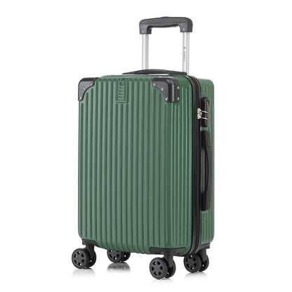 Hartschalen-Trolley mit 4 Rollen, Zahlenschloss, Gummigriff, dunkelgrüner Koffer