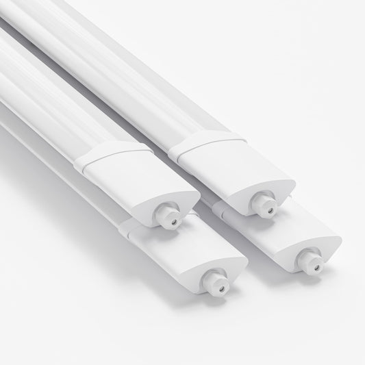 LED-Feuchtraumleuchte mit zwei weißen Leuchtmodulen, 120 cm, flache Abdeckung