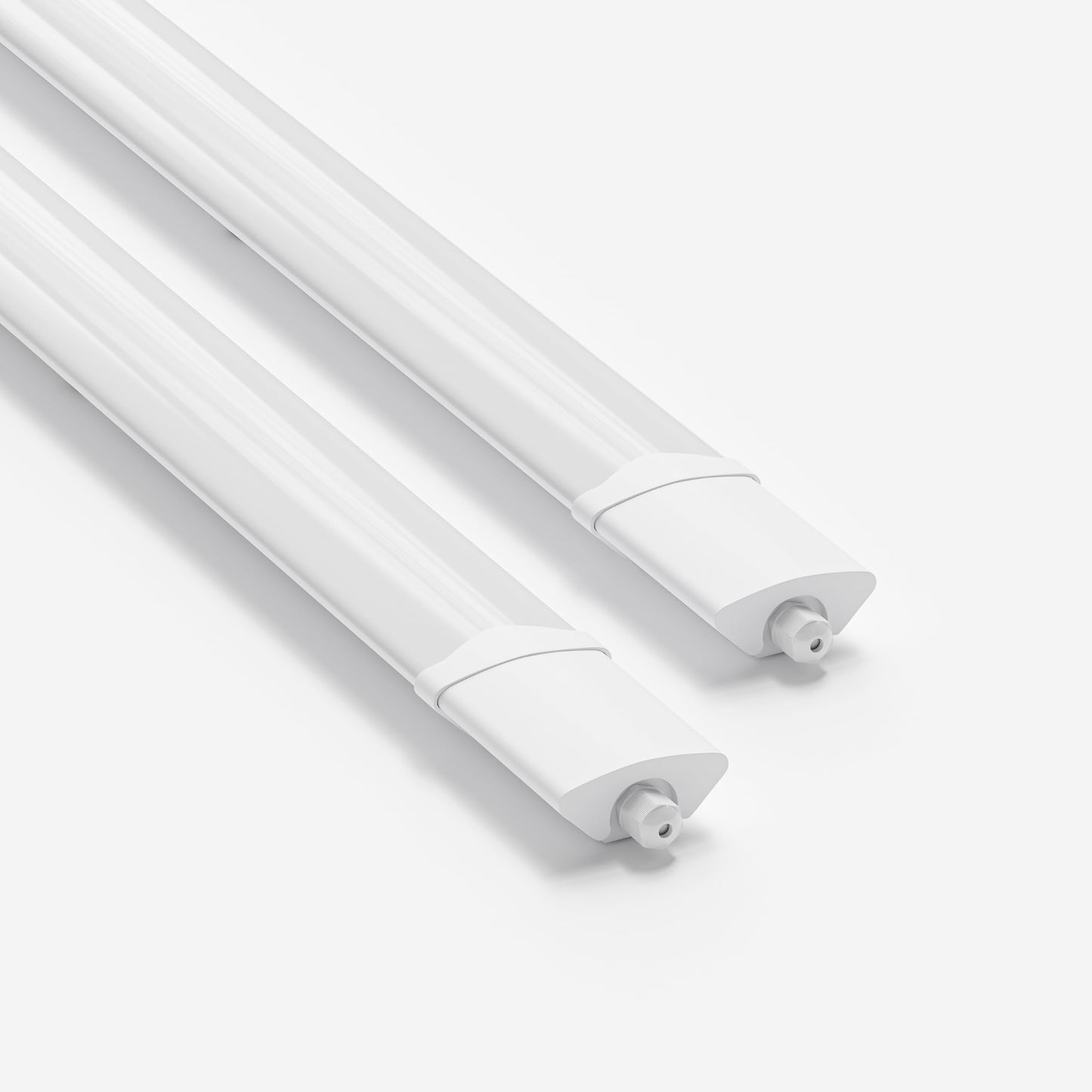 LED-Feuchtraumleuchte, weißes Leuchtrohrgehäuse mit zwei Endkappen