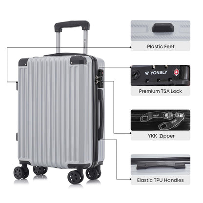 Hartschalen-Trolley mit TSA-Schloss, YKK-Reißverschluss und 4 Rollen, Teleskopgriff