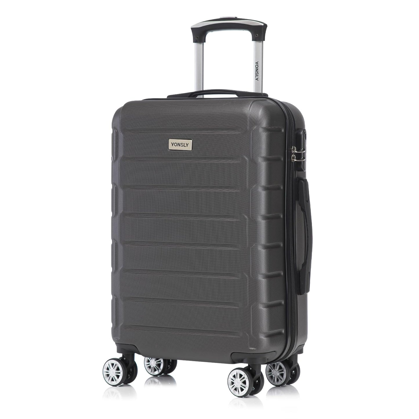 Hartschalen-Trolley-Reisekoffer mit ausziehbarem Griff, 4 Rollen und Zahlenschloss
