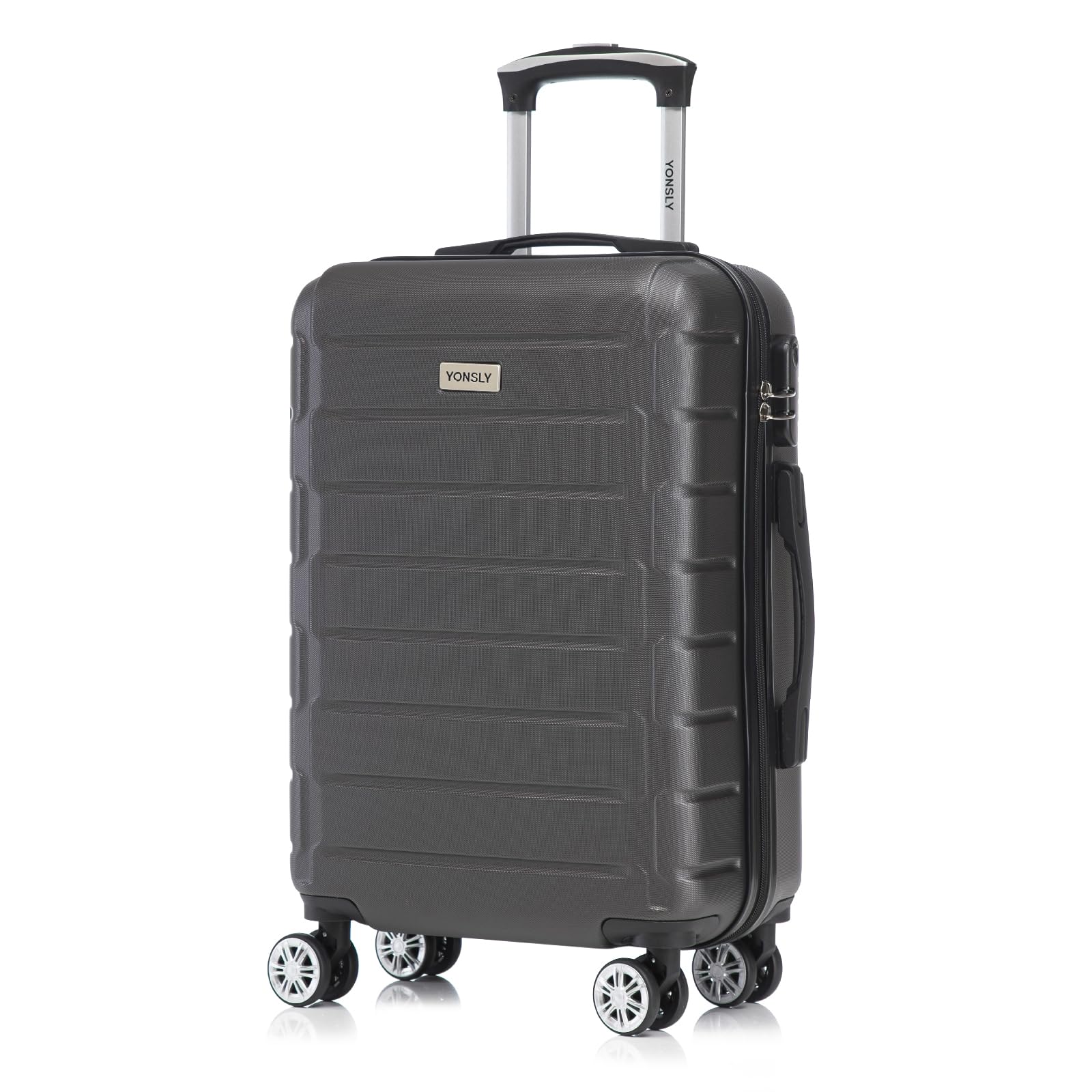 Hartschalen-Trolley-Reisekoffer mit ausziehbarem Griff, 4 Rollen und Zahlenschloss