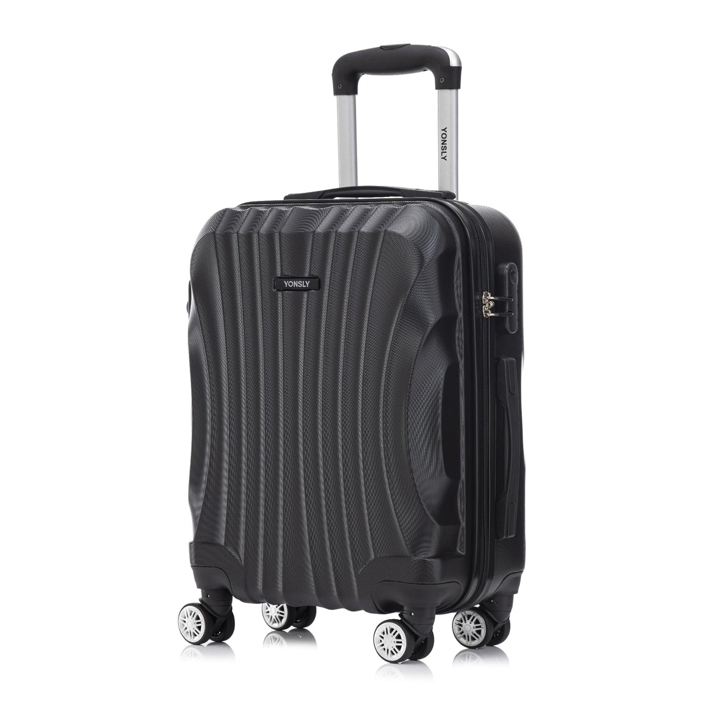 Hartschalen-Trolley schwarz, 4 Rollen, ausziehbarer Griff, Zahlenschloss