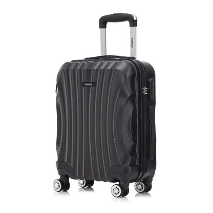 Hartschalen-Trolley schwarz, 4 Rollen, ausziehbarer Griff, Zahlenschloss