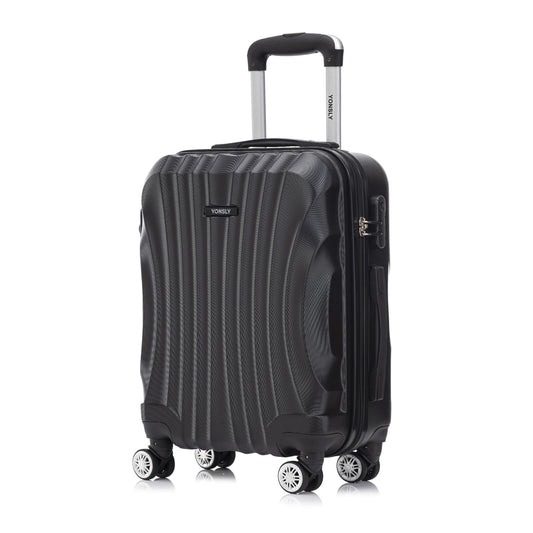 Hartschalen-Trolley schwarz, 4 Rollen, ausziehbarer Griff, Zahlenschloss