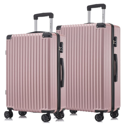 2er Reisekoffer-Set, Hartschale, gerippt, rosé, Zahlenschloss, 4 Rollen