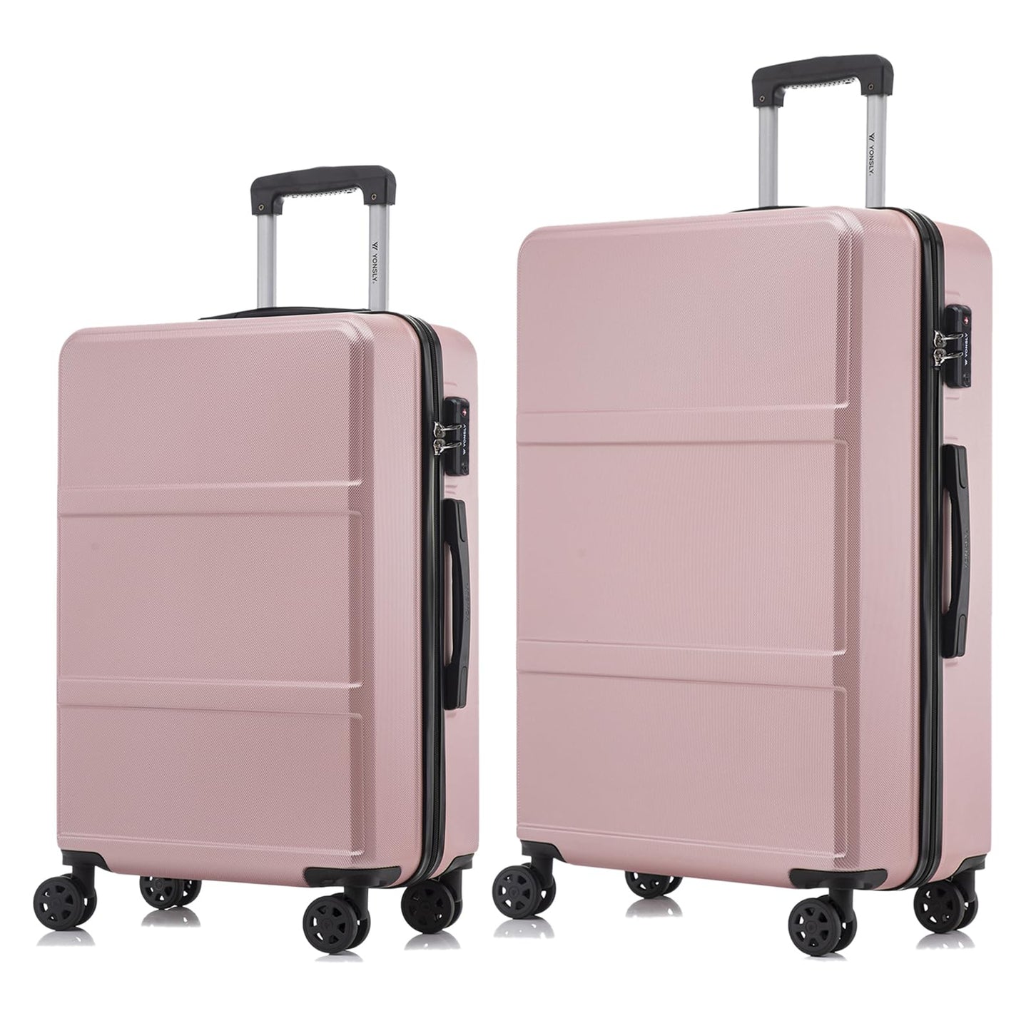 Reisekoffer-Set mit Hartschale, Trolley und 4 Rollen, roséfarben