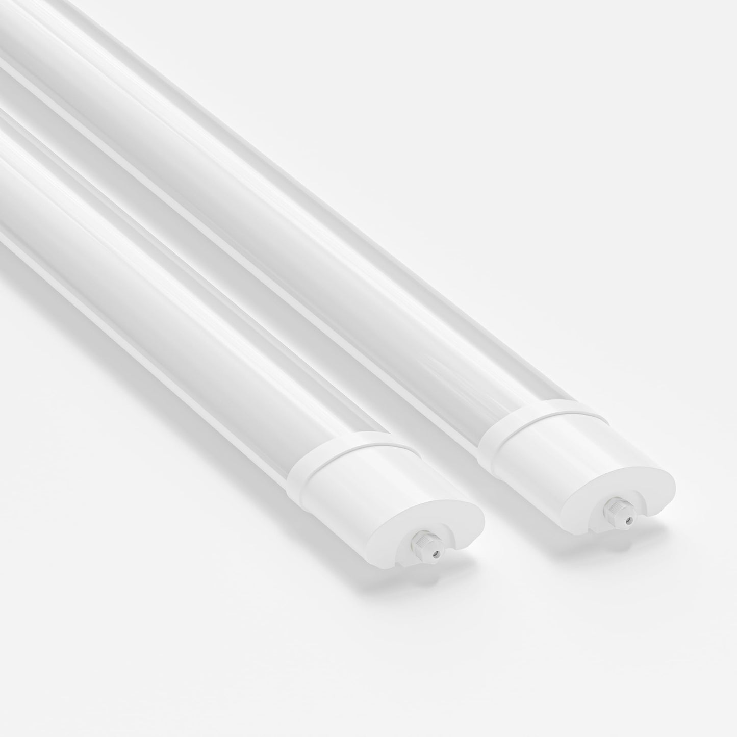 Weiße LED-Wannenleuchte mit zwei Endkappen, lange Schutzwanne