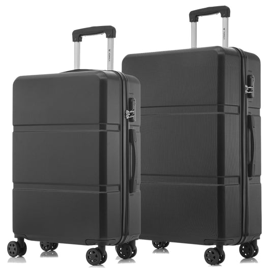 Hartschalen-Trolley-Reisekoffer-Set mit 4 Rollen und ausziehbarem Griff, dunkelgrau.