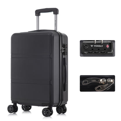 Hartschalen-Kabinenkoffer schwarz mit TSA-Schloss und 4 Rollen, Trolleygriff