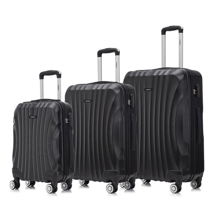 Hartschalenkoffer-Set mit 4 Doppelrollen, Teleskopgriffen und Zierschlössern (3-teilig)