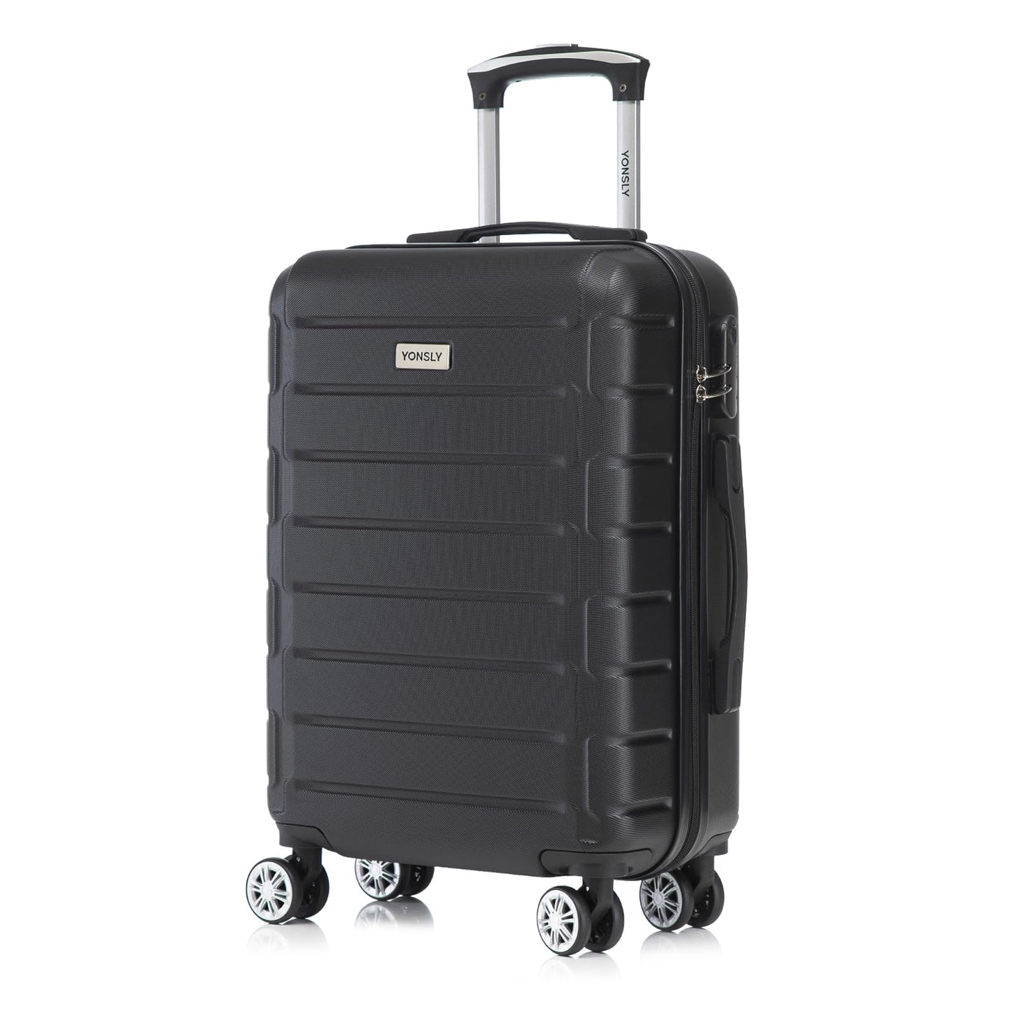 Hartschalen-Trolley-Reisekoffer mit Zahlenschloss, 4 Rollen 360° und ausziehbarem Griff