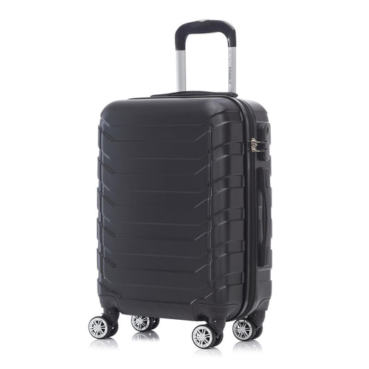Hartschalen-Reisekoffer in Schwarz mit 4 Doppelrollen und ausziehbarem Trolleygriff