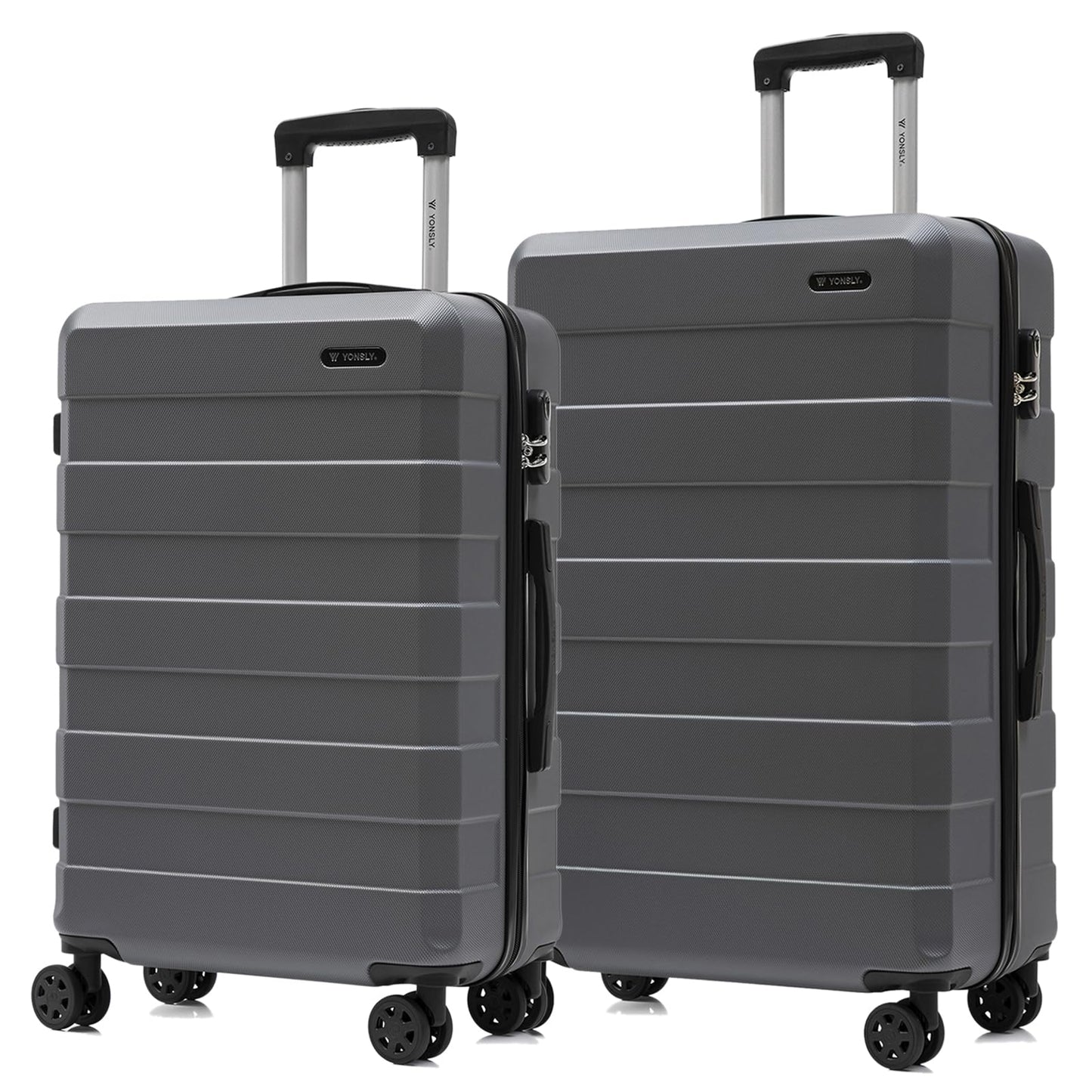 Hartschalen-Trolley-Kofferset mit 4 Rollen und Teleskopgriff, grau, 2er Set