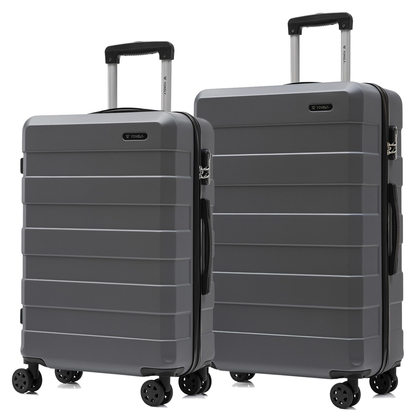 Hartschalen-Trolley-Kofferset mit 4 Rollen und Teleskopgriff, grau, 2er Set