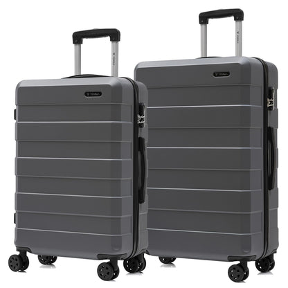 Hartschalen-Trolley-Kofferset mit 4 Rollen und Teleskopgriff, grau, 2er Set