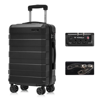 Hartschalen-Reisekoffer in Schwarz mit Trolleygriff, TSA-Schloss und 4 Rollen