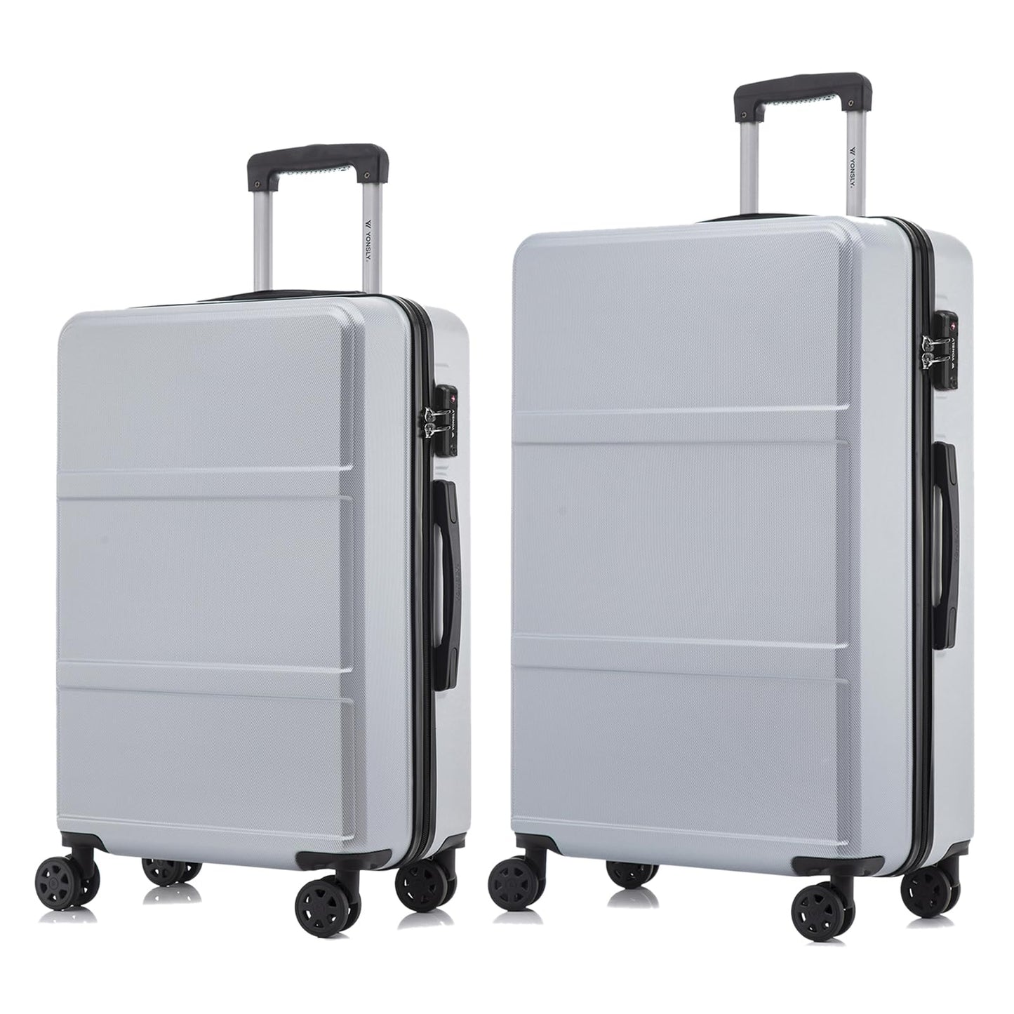Reisekoffer-Set mit Hartschale, Trolley und 4 Rollen, hellgrau