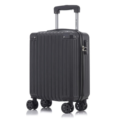 Schwarzer Hartschalen-Trolleykoffer mit 4 Rollen und ausziehbarem Griff, gerippt