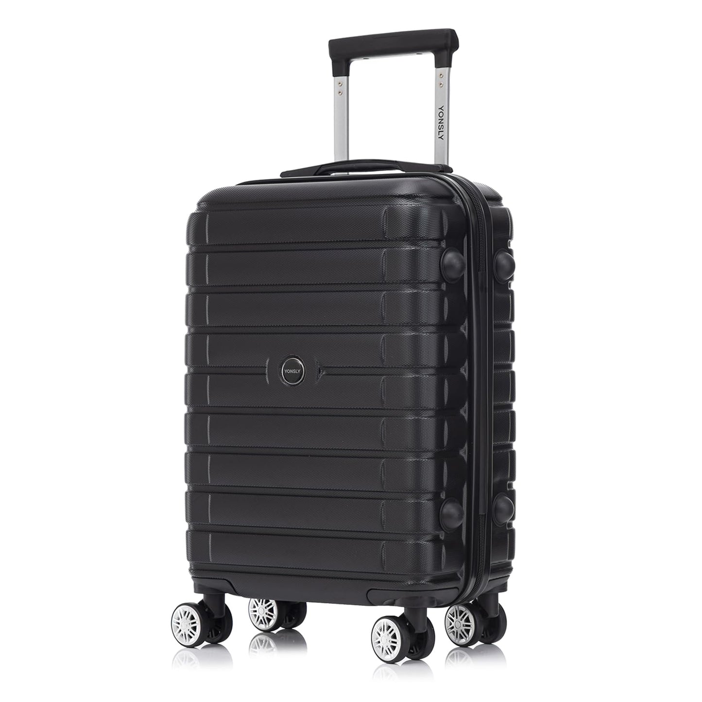 Hartschalen-Reisekoffer Trolley in Schwarz mit 4 Rollen und ausziehbarem Griff