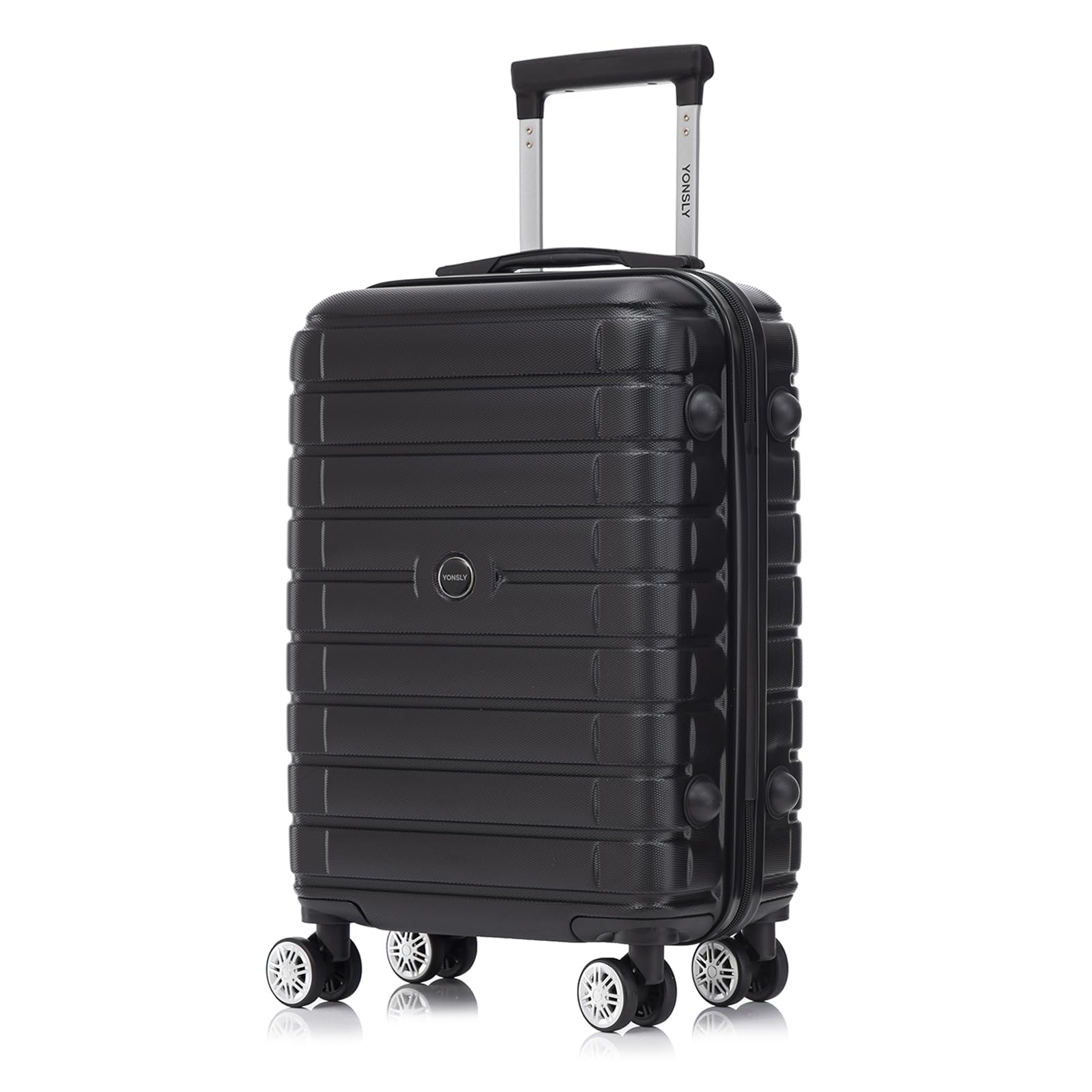 Hartschalen-Reisekoffer Trolley in Schwarz mit 4 Rollen und ausziehbarem Griff