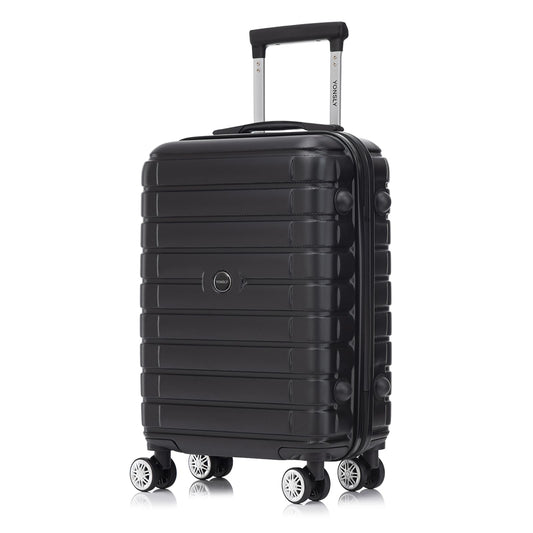 Hartschalen-Reisekoffer Trolley in Schwarz mit 4 Rollen und ausziehbarem Griff