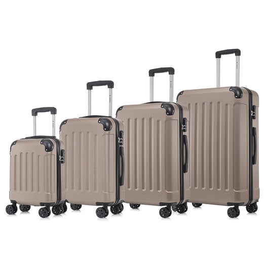 4-teiliges Hartschalen-Koffer-Set mit Rollkoffern und Teleskopgriff, Champagner