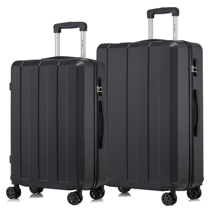 Hartschalen-Reisekoffer-Set (2-tlg.) in Schwarz, 4 Rollen, Teleskopgriff, Zahlenschloss