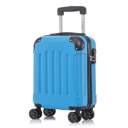 YONSLY® Rollkoffer mit Hartschale, blau, 4 Rollen, Trolleygriff und Schloss