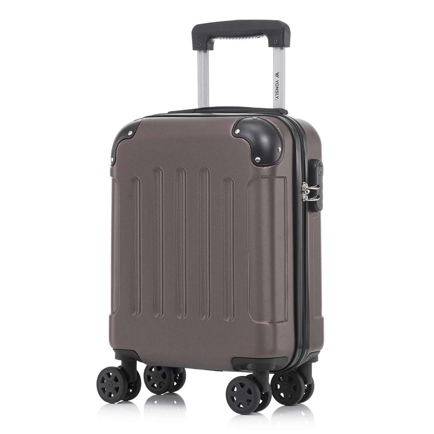 Dunkelgrauer Hartschalen-Trolley mit Zahlenschloss, 4 Rollen und ausziehbarem Griff