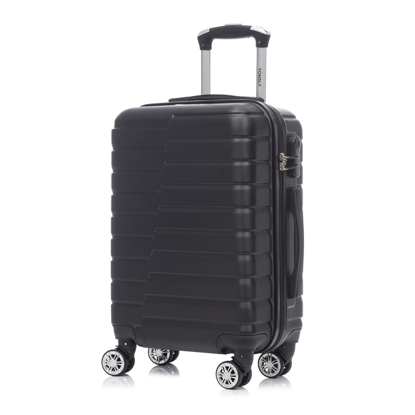 Hartschalen-Reisekoffer in Schwarz mit 4 Rollen und ausziehbarem Trolleygriff