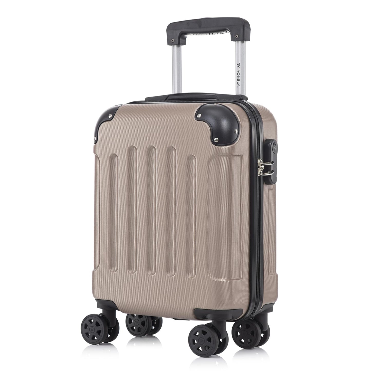 Rollkoffer mit Hartschale, champagnerfarben, 4 Rollen, Trolleygriff, Sicherheitsschloss