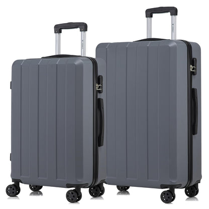 Hartschalen-Reisekoffer-Set (2-tlg.) in Grau, 4 Rollen, Teleskopgriff, Zahlenschloss