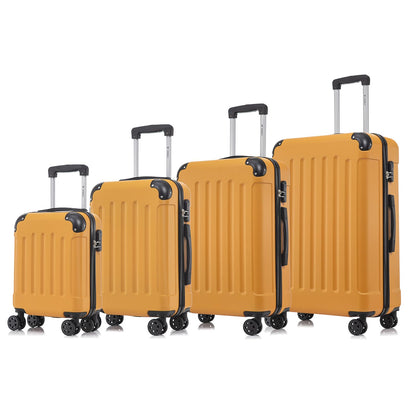 4-teiliges Hartschalen-Koffer-Set mit Teleskopgriff und Rollenset, Orange