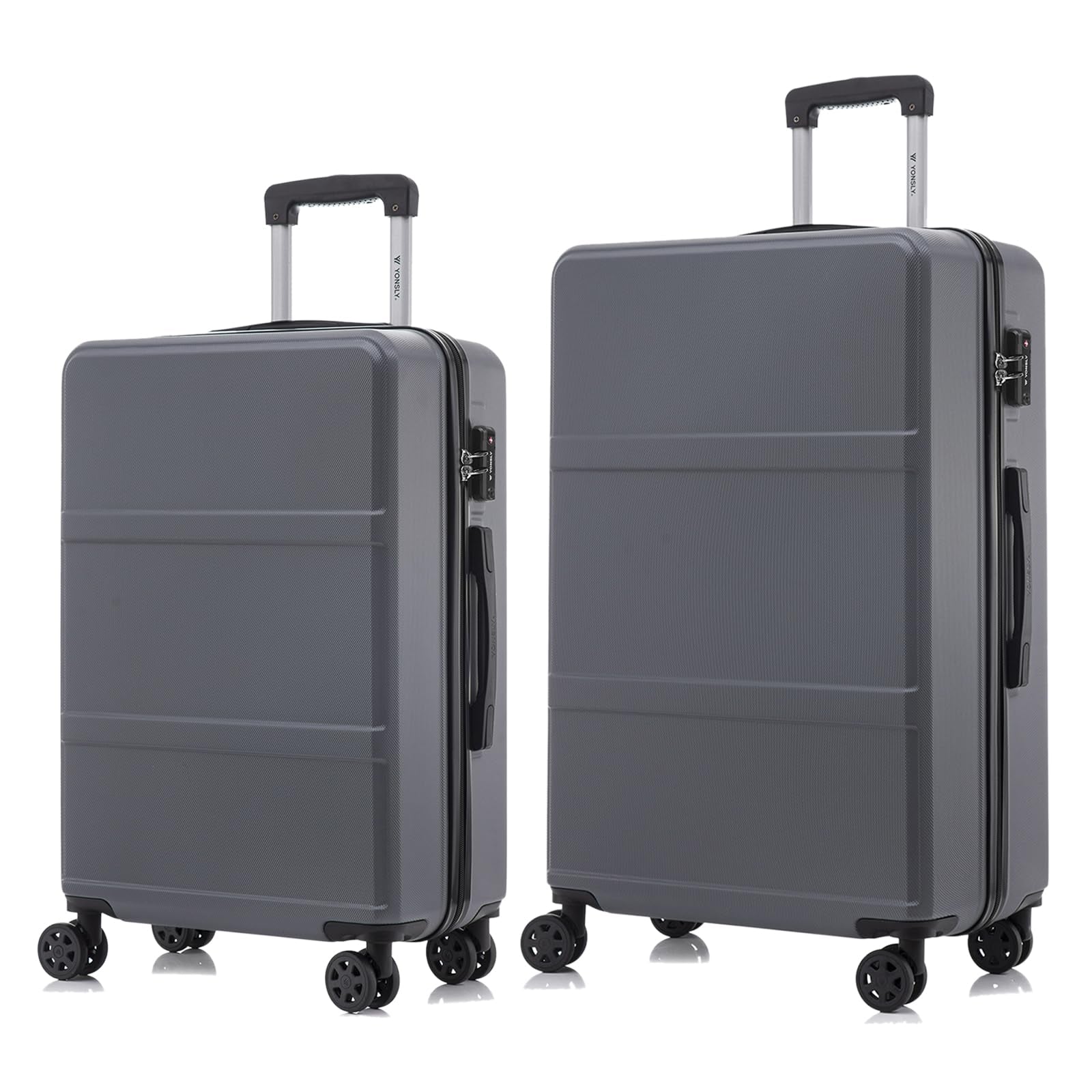 Reisekoffer-Set mit Hartschale, Trolley und 4 Rollen, grau