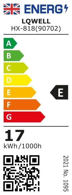 Energieeffizienzlabel mit LQWELL HX-818(90702), Klasse E, 17 kWh/1000h