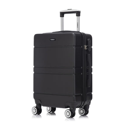 Hartschalen-Reisekoffer aus Schwarz mit ausziehbarem Trolley und 4 Rollen (360°)