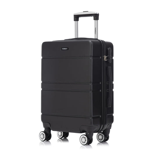 Hartschalen-Reisekoffer aus Schwarz mit ausziehbarem Trolley und 4 Rollen (360°)